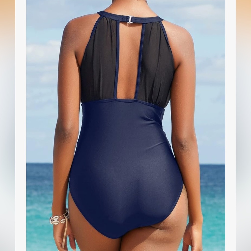 Women's One Piece Swimsuit xxl Navy Blue - Picture 2 of 8